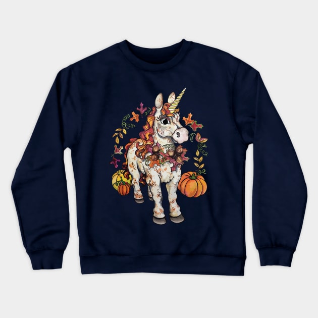 Pumpkin Spice Unicorn Crewneck Sweatshirt by artfulfreddy